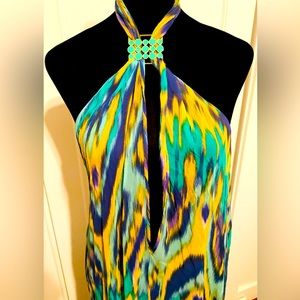 Gorgeous Shoshanna Long Sheer Halter Resort Dress Coverup M/L  NWOT